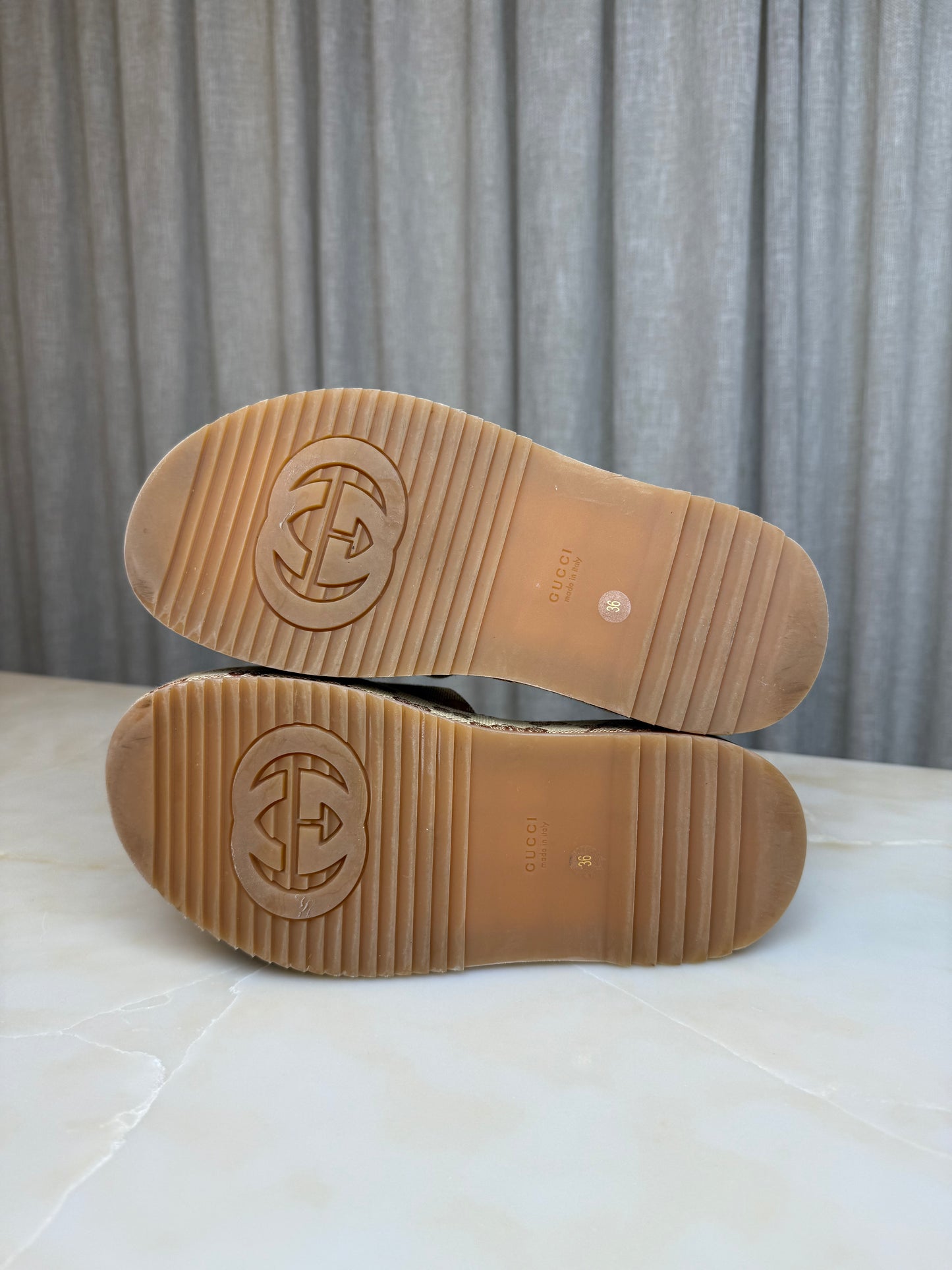 Gucci Angelina GG Monogram Platform Slides Size 36
