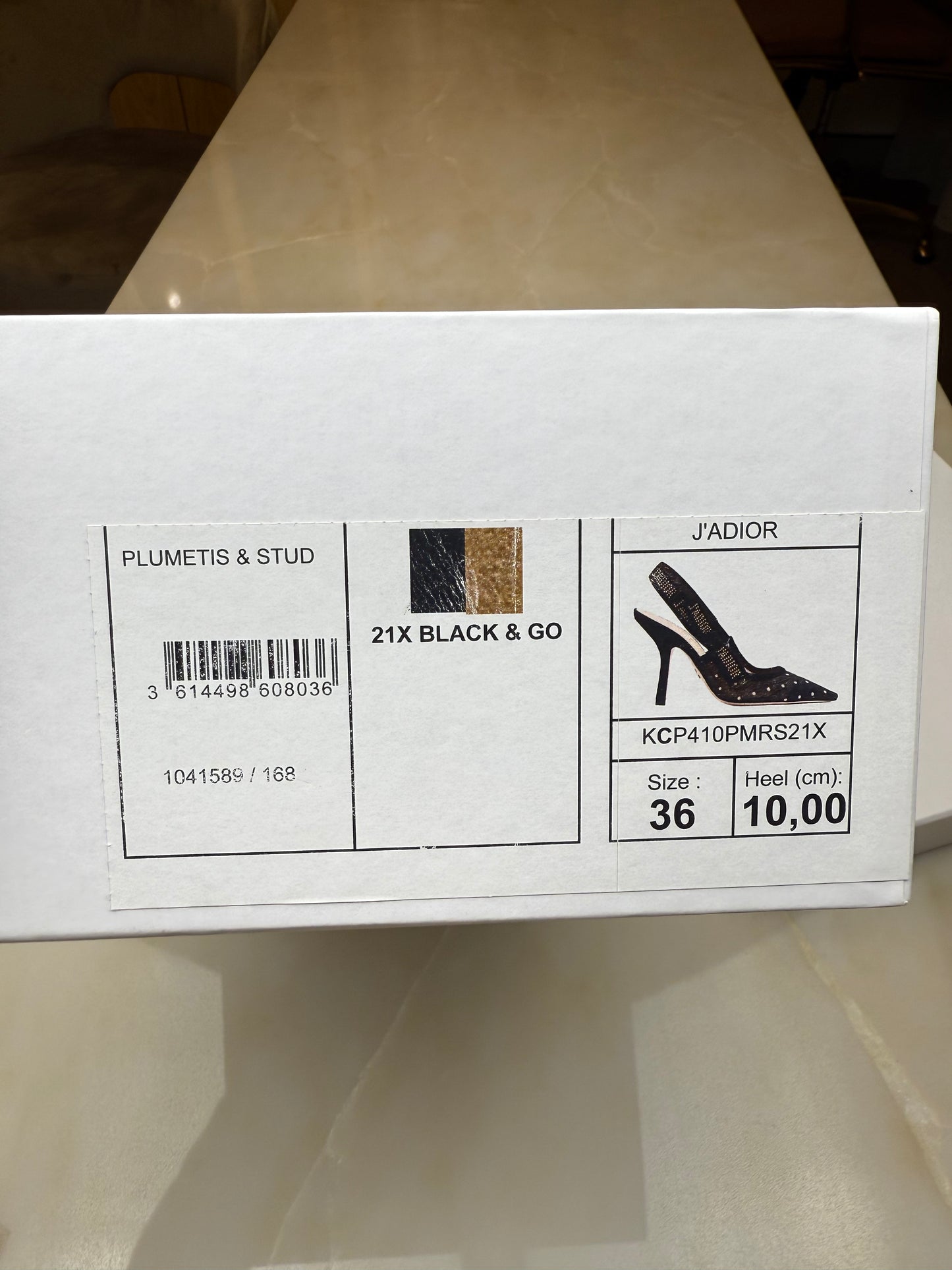 Christian Dior Black & Gold Slingback Heels Size 36