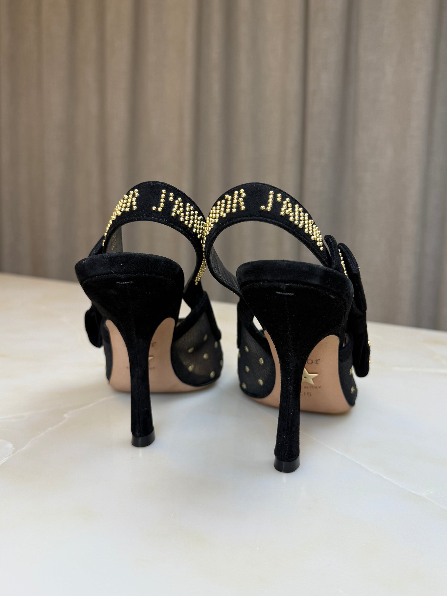 Christian Dior Black & Gold Slingback Heels Size 36