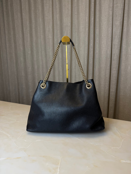 Gucci Black Leather Medium Soho Chain Tote