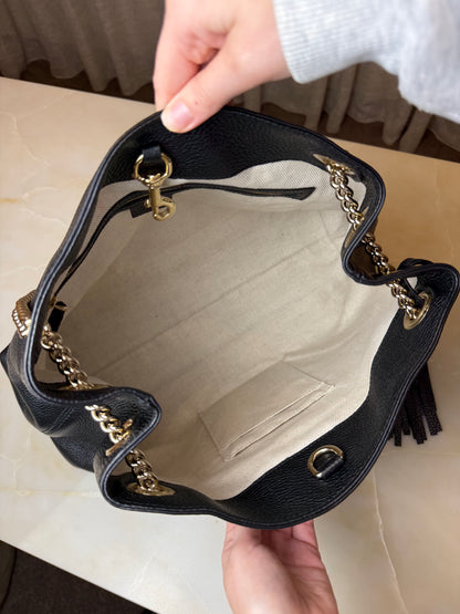 Gucci Black Leather Medium Soho Chain Tote