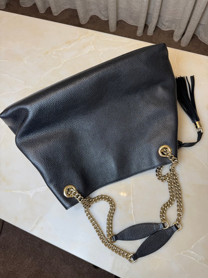 Gucci Black Leather Medium Soho Chain Tote