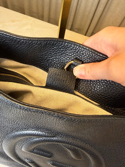 Gucci Black Leather Medium Soho Chain Tote